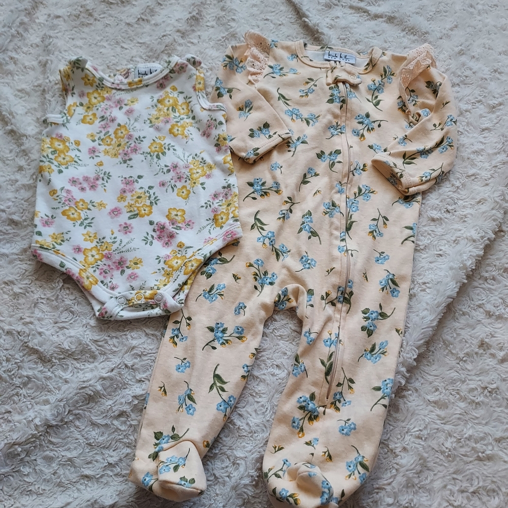 Nicole Miller Sweet Floral Bodysuit & Onesie Bundle 3-6mo Spring Summer